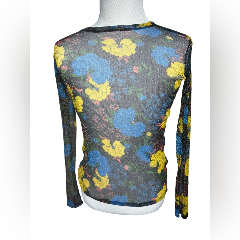 Excellent condition Zara Puff Sleeve Floral Organza Long Blouse